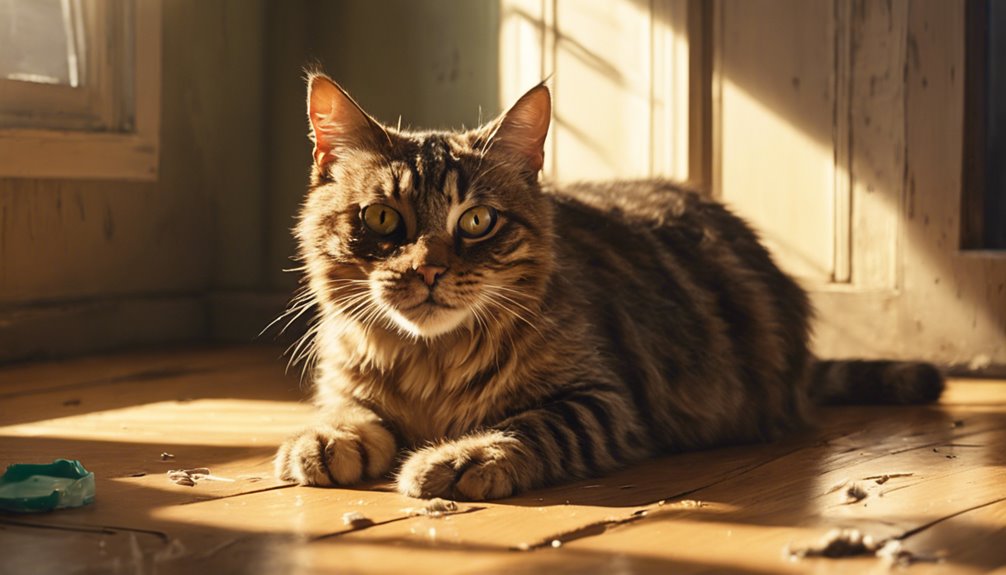 cat pooping on floor