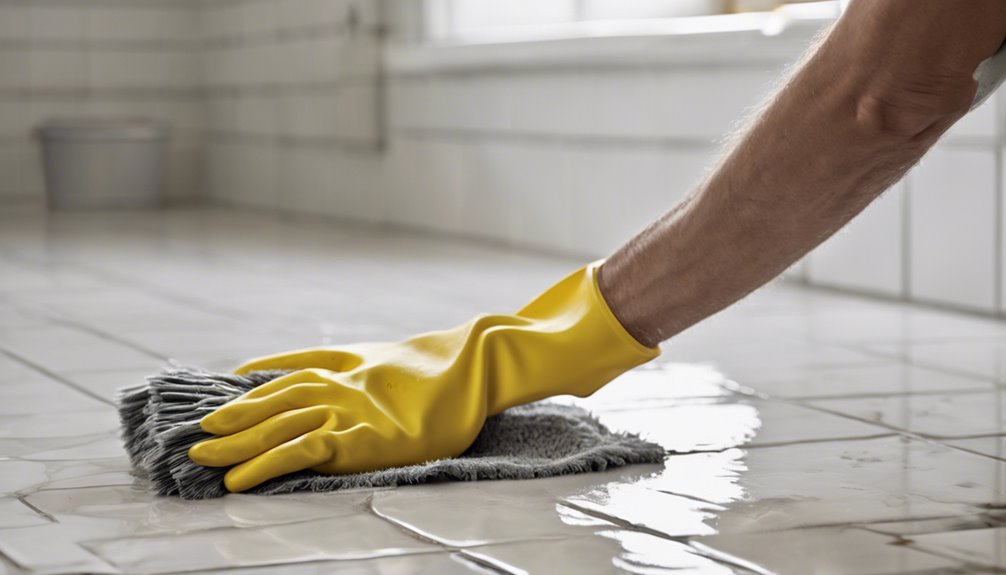 cleaning grout on tiles