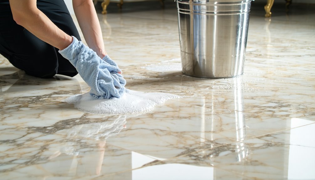 cleaning marble floor surfaces