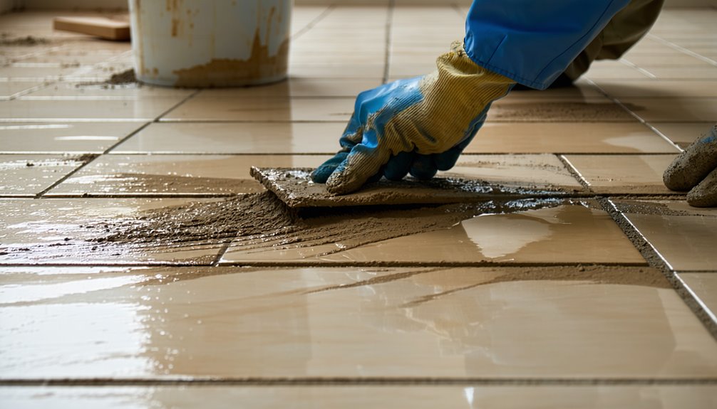 grouting floor tiles process