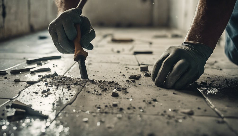 remove tiles from concrete