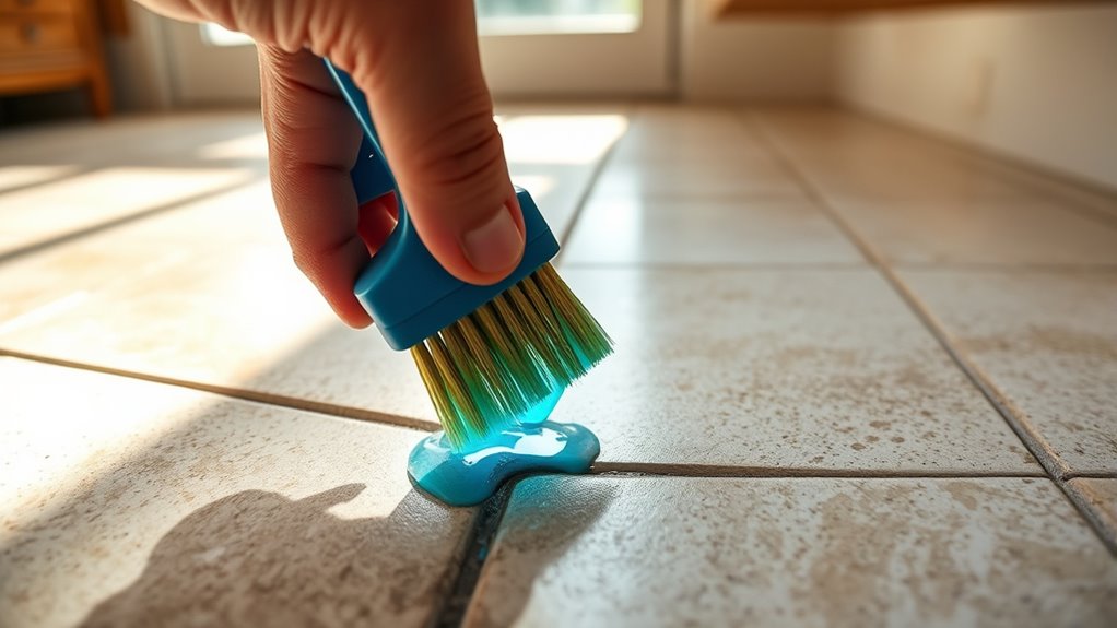 apply cleaner to grout