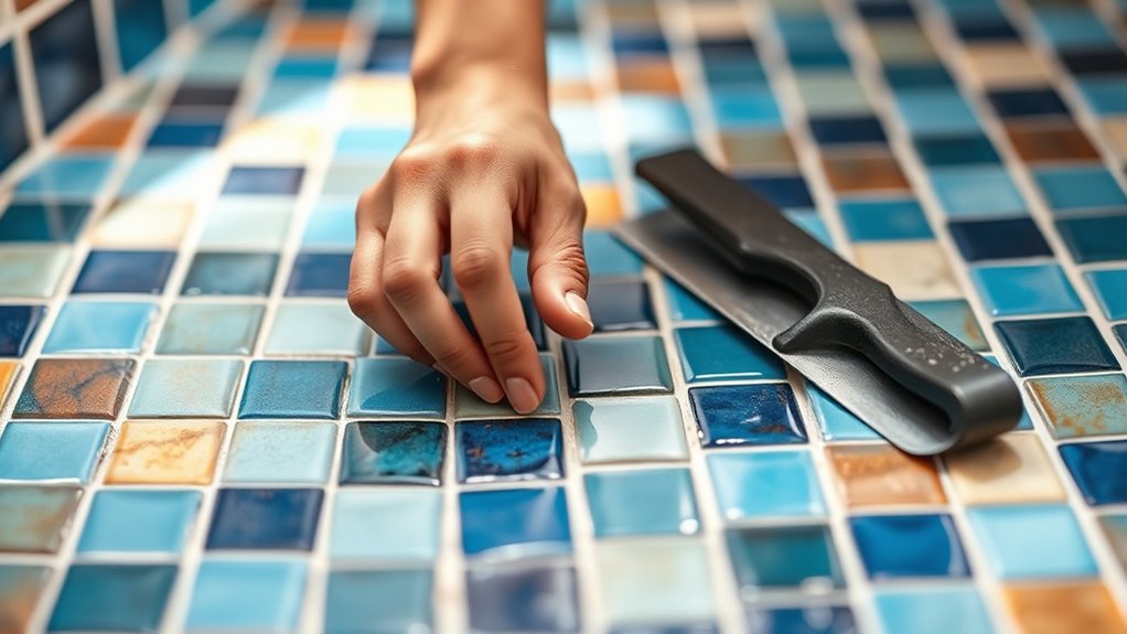 apply mortar and tiles