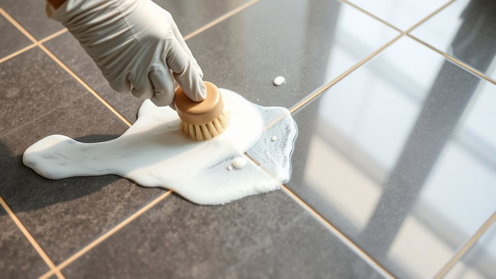 careful grout solution application