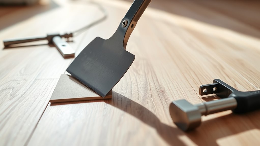 carefully pry vinyl planks