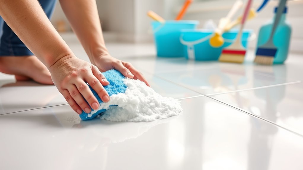 clean white tile floors