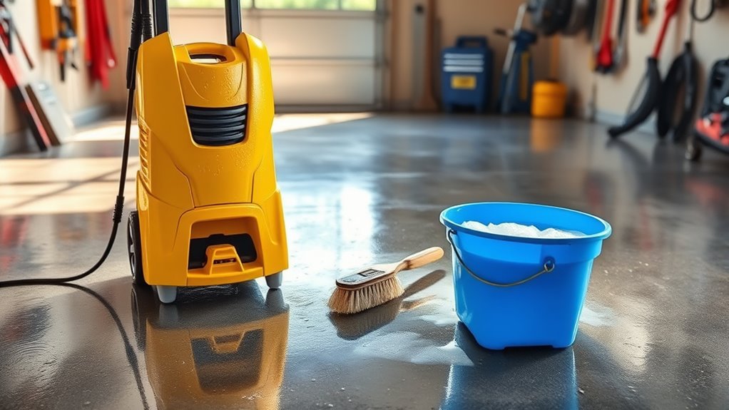 cleaning garage concrete floor