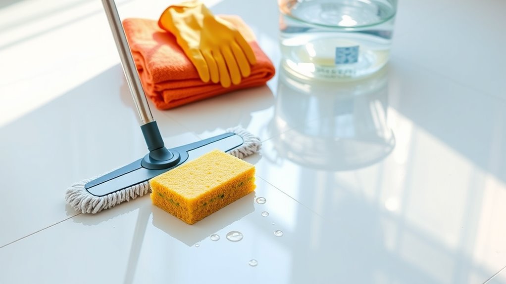 cleaning porcelain floor tiles