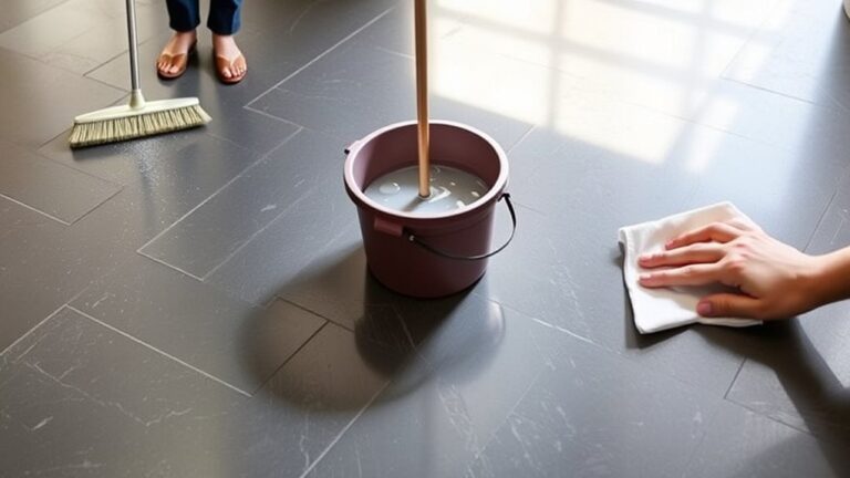 cleaning slate floor steps