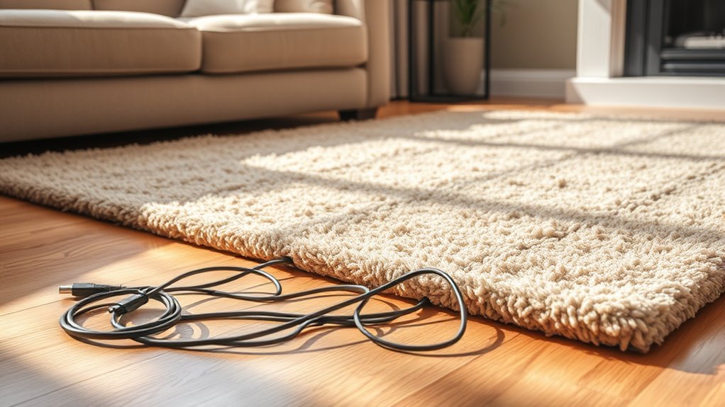 conceal cords with rugs
