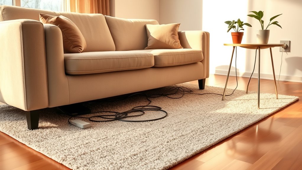 conceal wires with furniture