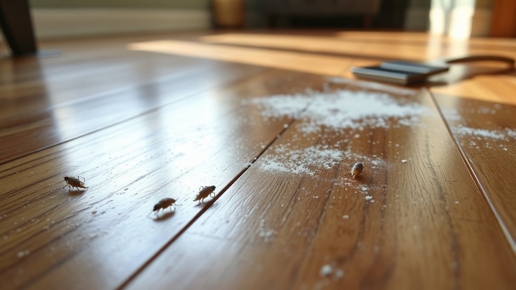 flea signs on hardwood floors