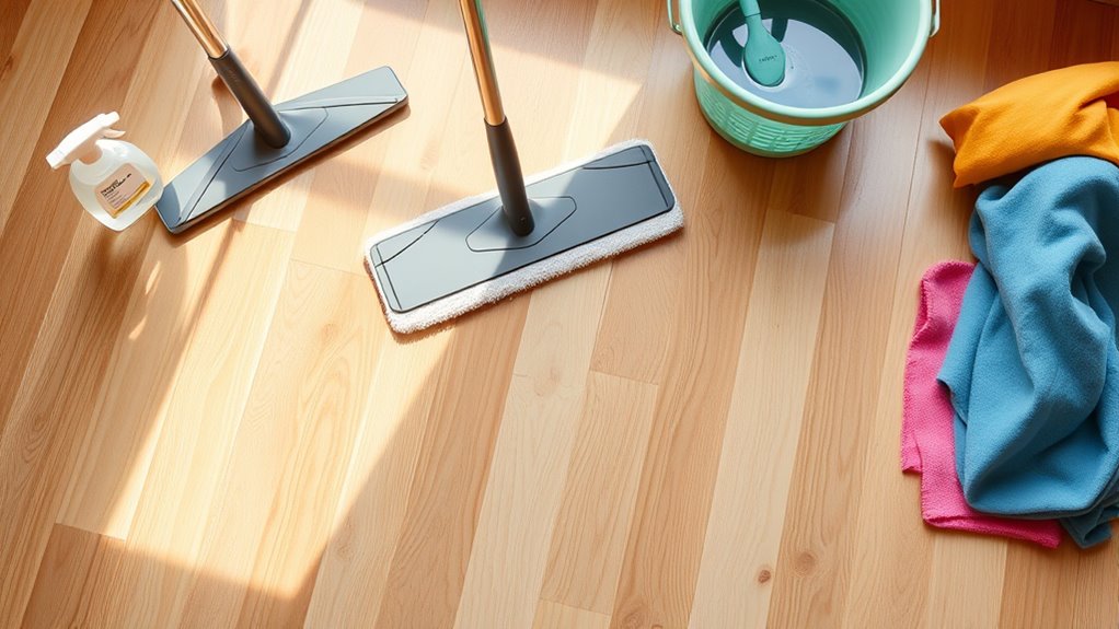 gather cleaning supplies carefully