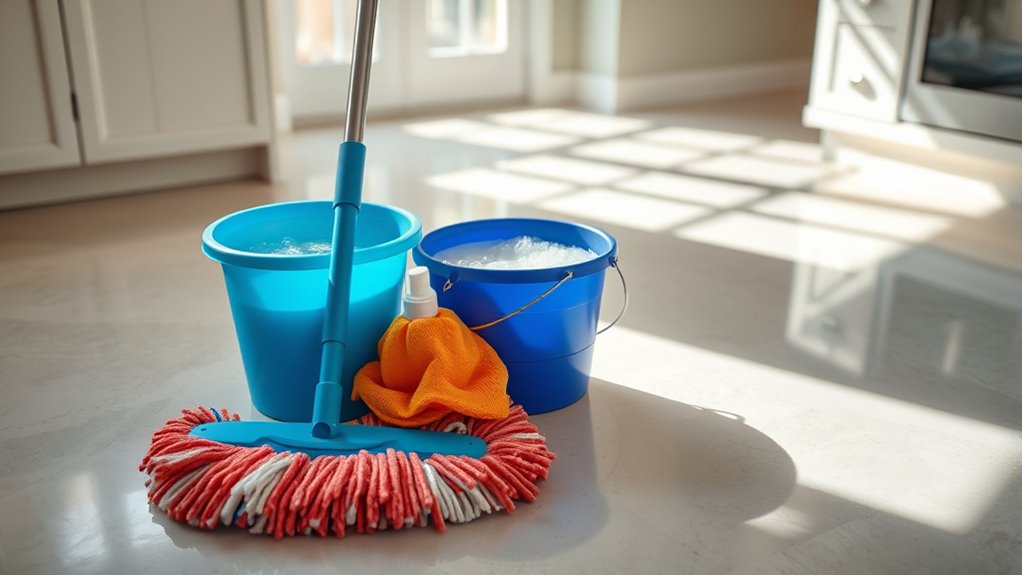 gather cleaning supplies carefully