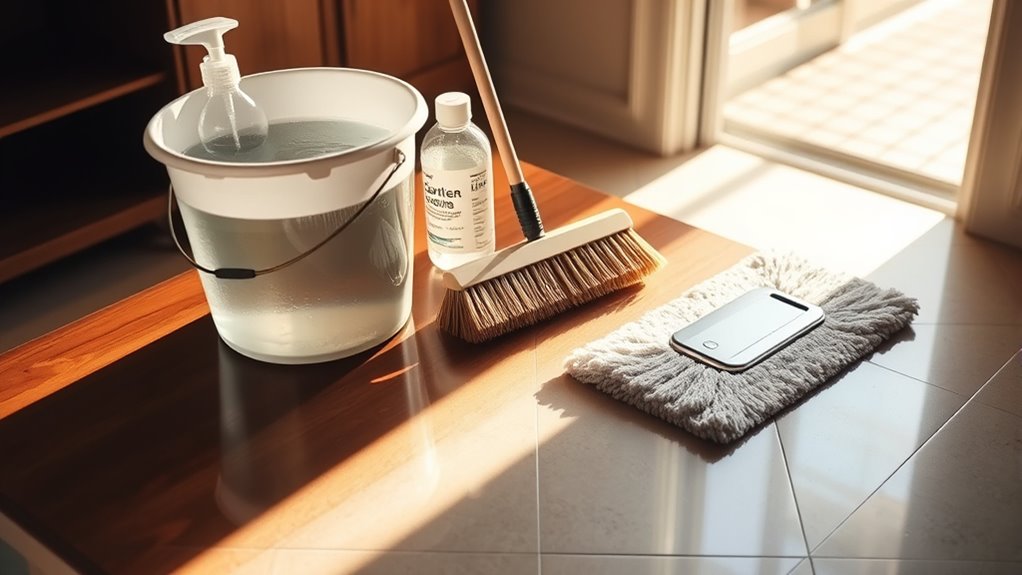 gather cleaning supplies efficiently