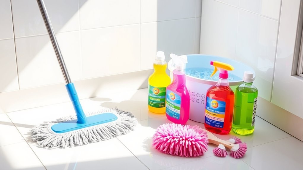 gather cleaning supplies efficiently