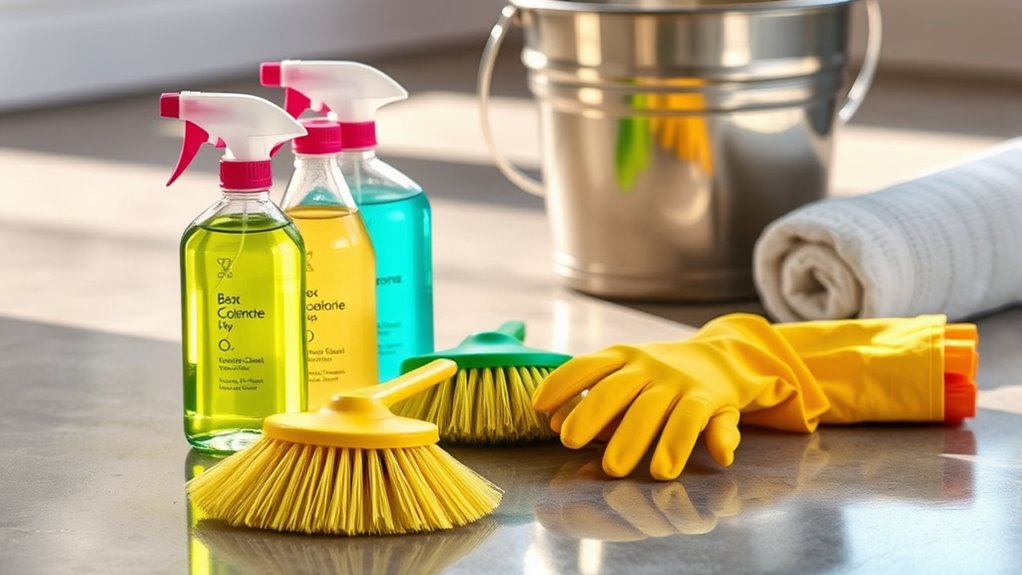 gather cleaning supplies safely