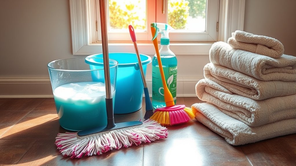 gather essential cleaning supplies