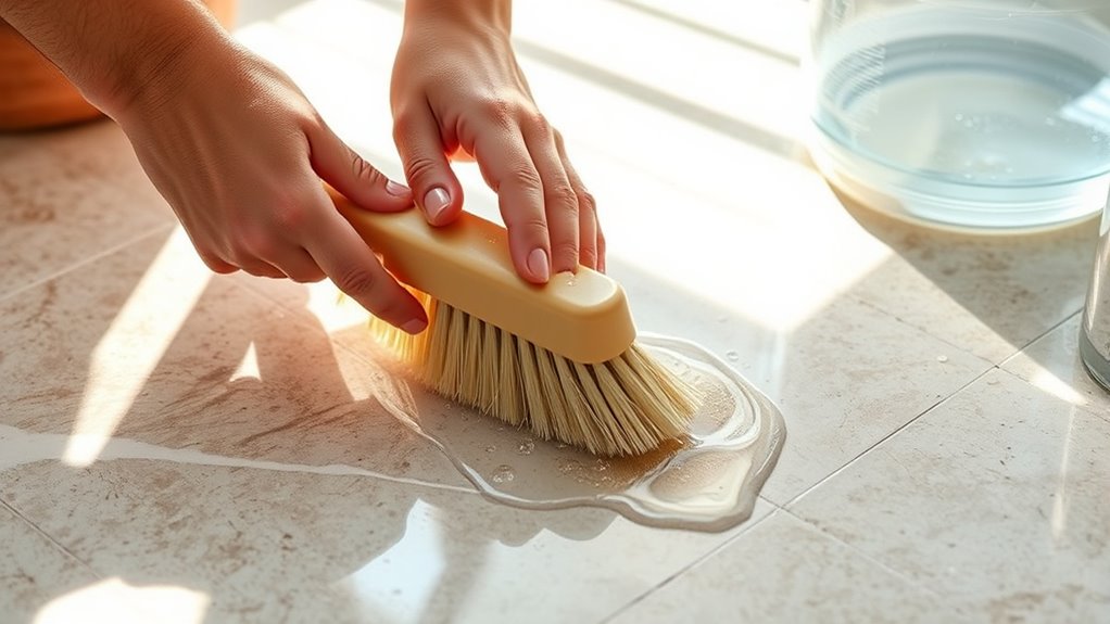 gentle scrubbing for stains