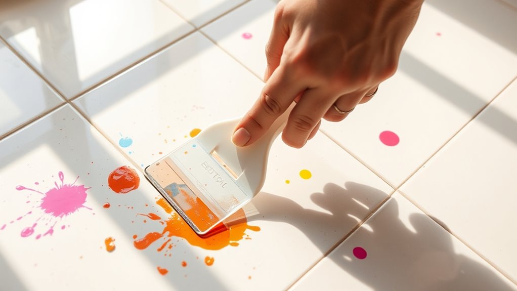 gently scrape excess paint