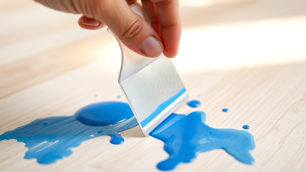 gently scrape excess paint