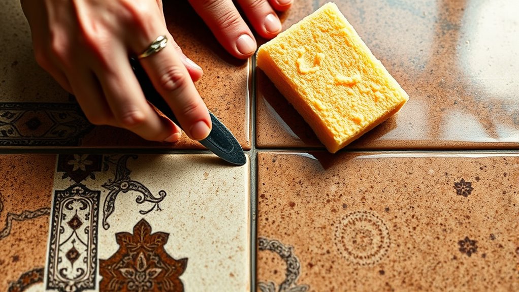 grouting and sealing tiles