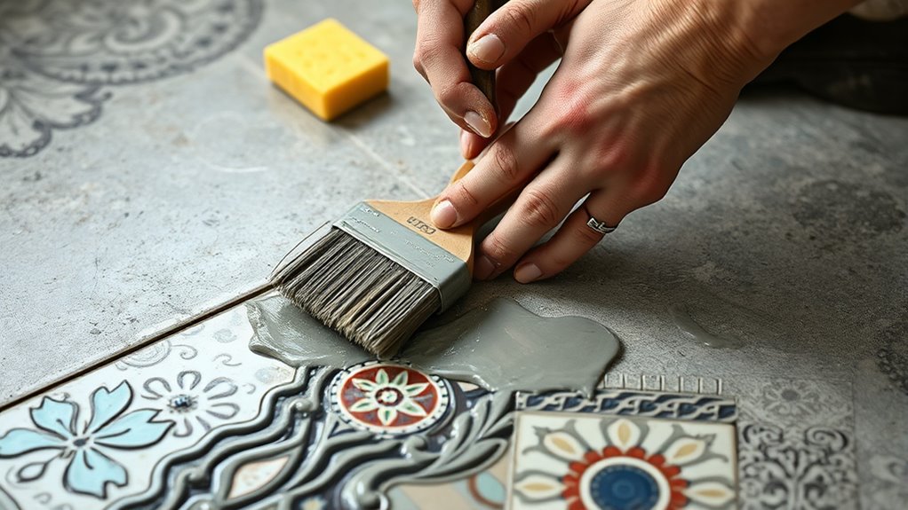 grouting and sealing tiles