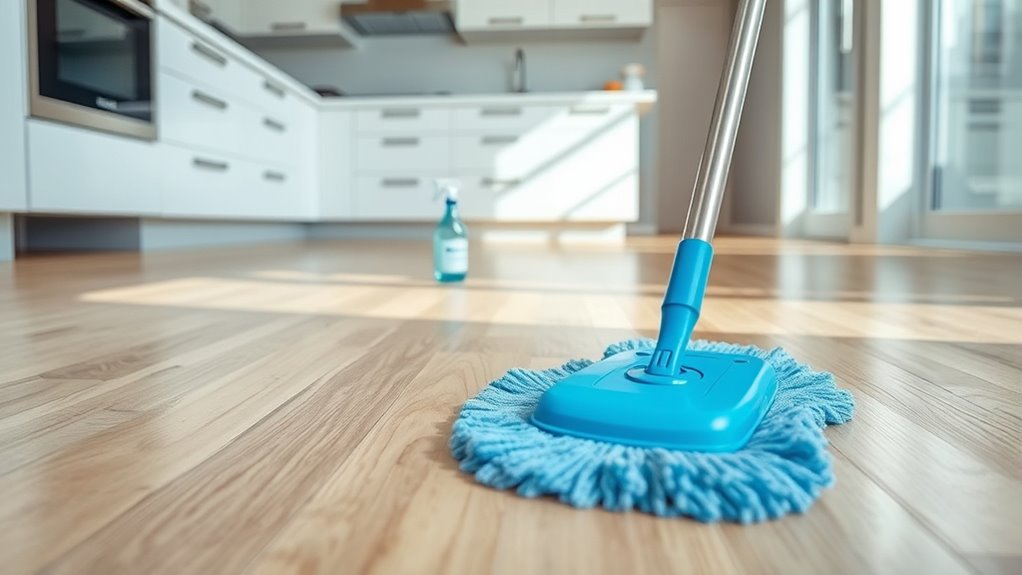 mop gently with cleaner