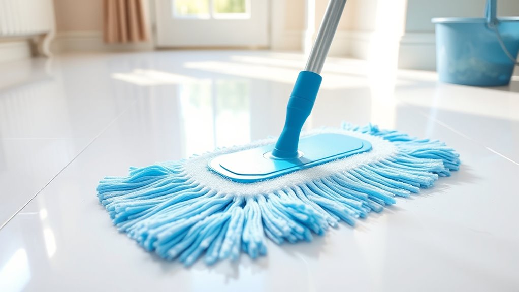 mop tiles with care
