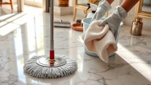 polishing marble floor steps