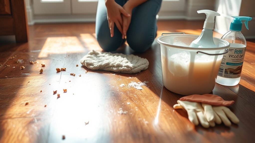 prepare wood floor cleaning