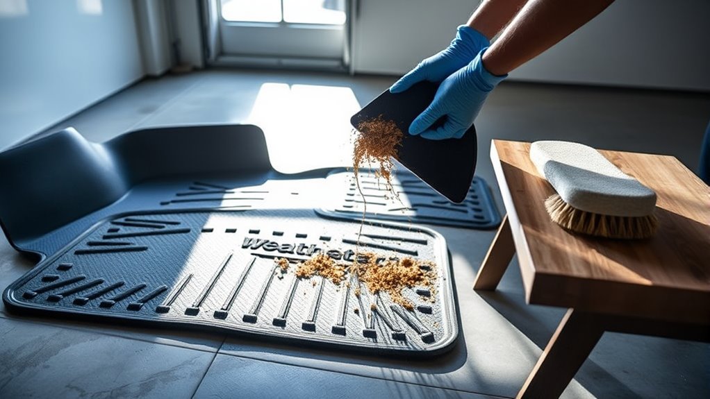 remove debris from mats