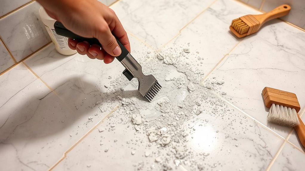 remove grout clean thoroughly