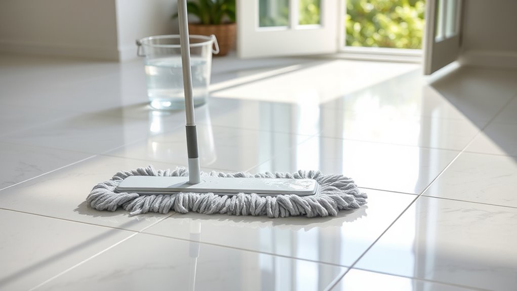 rinse floor with clean water