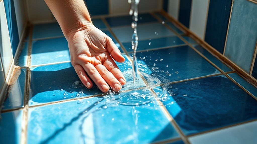 rinse tiles and grout