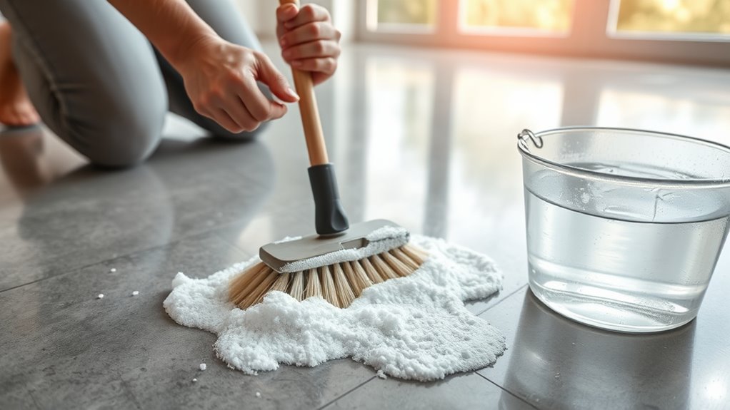 scrub rinse clean cement