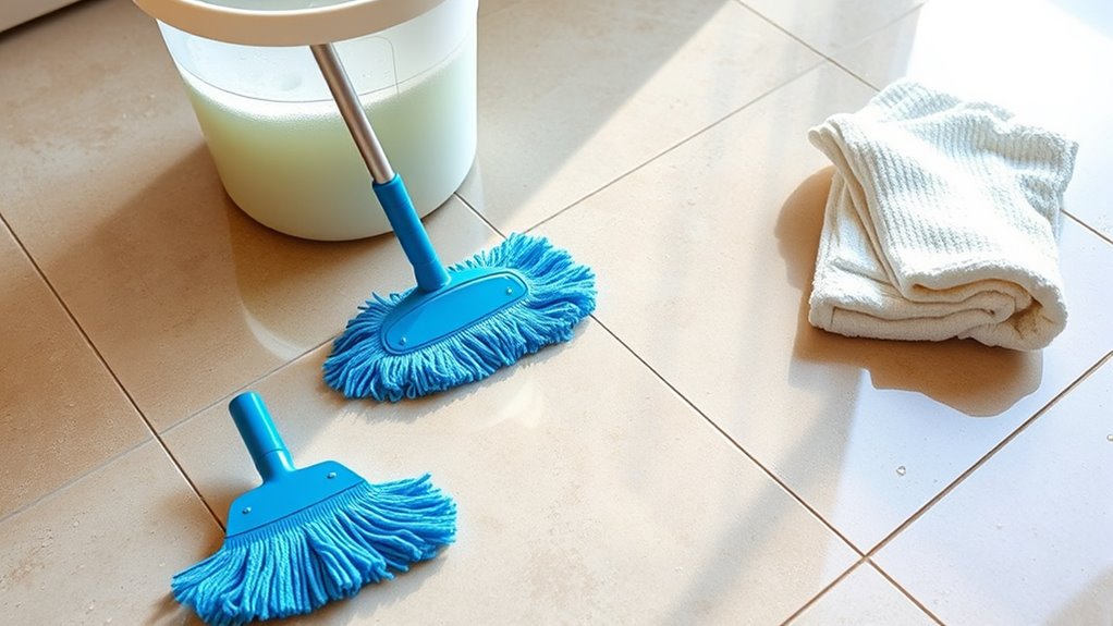scrub rinse dry floor