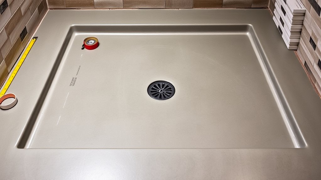 shower pan dimensions and slope