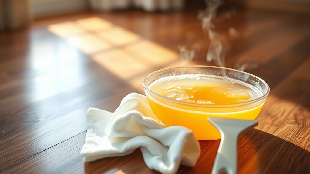 soften wax scrape carefully