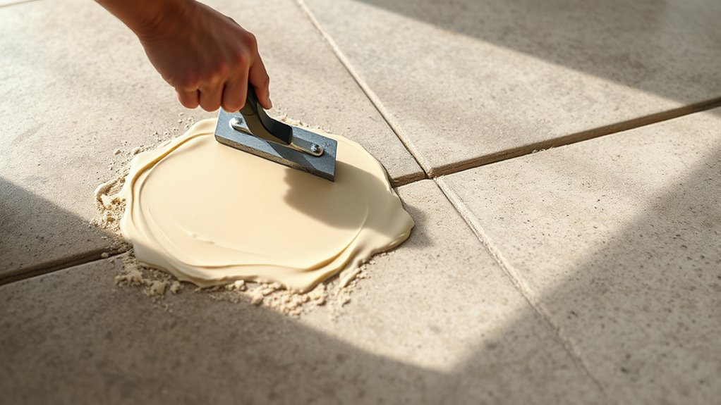 thinset application and tile laying