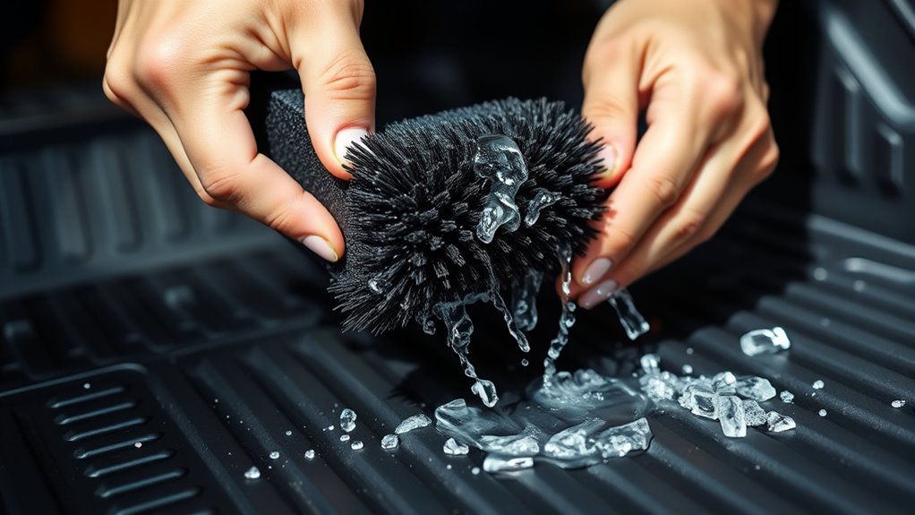 thoroughly scrub rubber mats
