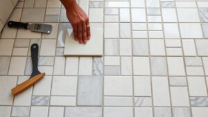 tile bathroom floor easily