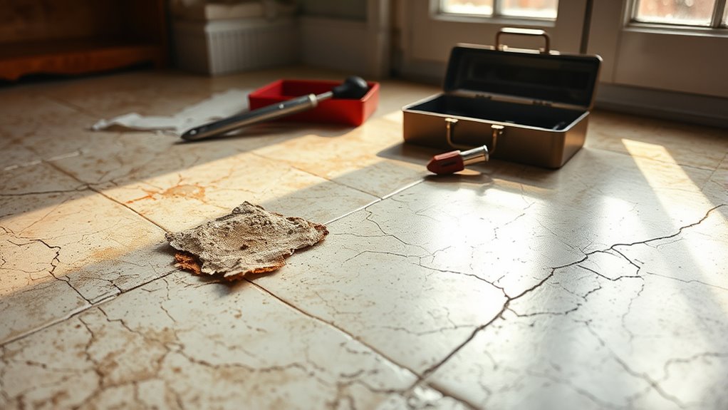 assess linoleum floor damage