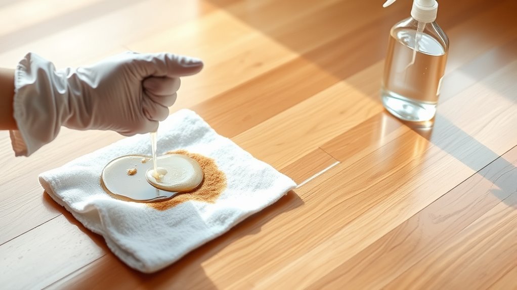 blot urine immediately to prevent damage