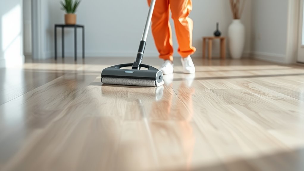 buff vinyl floors gently