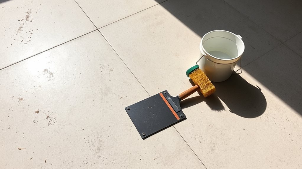 clean concrete floor thoroughly