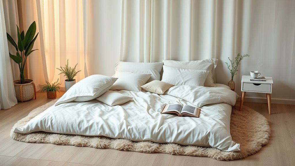 minimalist floor bed styling