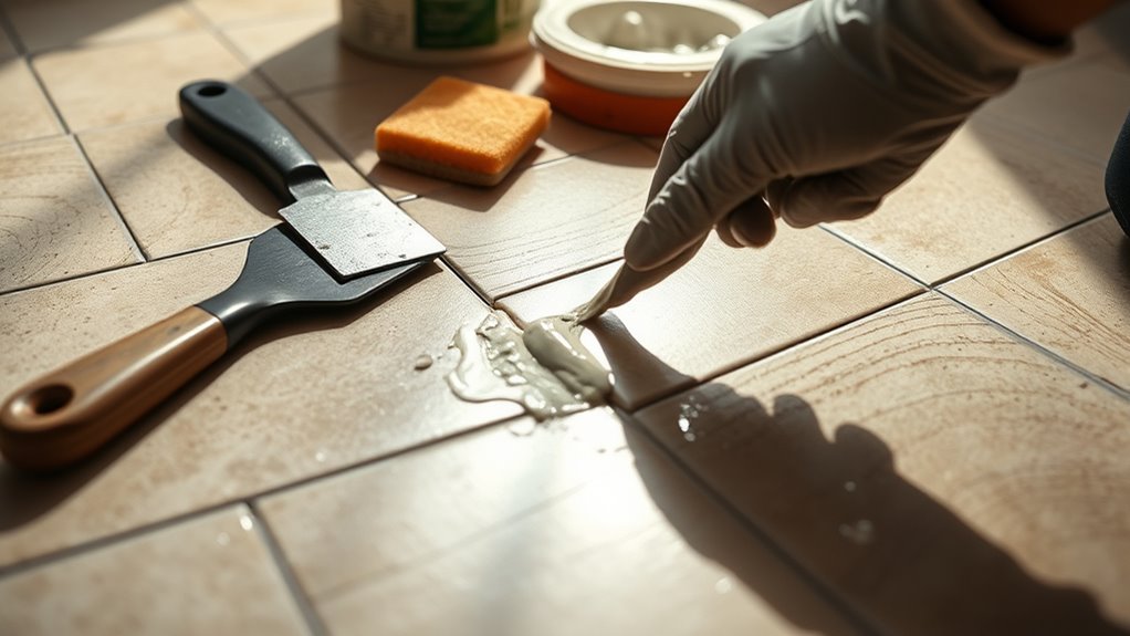 repairing floor tile grout