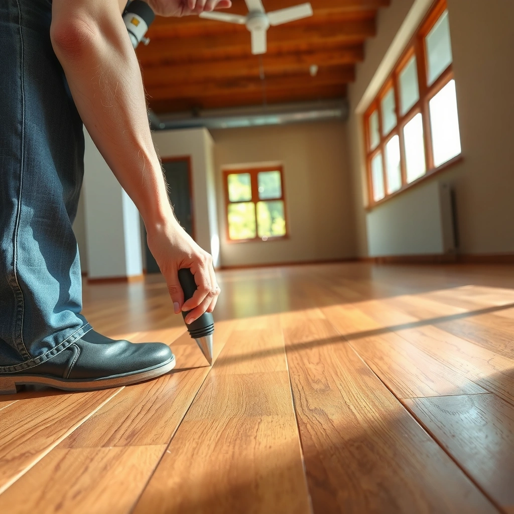 Wood planks acclimating in a room layout before hardwood floor installation