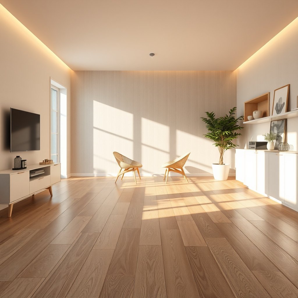 A person measuring a living room for laminate flooring, focusing on square footage and waste calculation